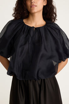 Silk Chiffon Bubble Top | Midnight