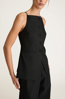 Sleeveless Structured Top | Black