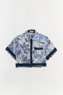 Womens | Topanga Linen Shirt | Blue Hydrangea Floral