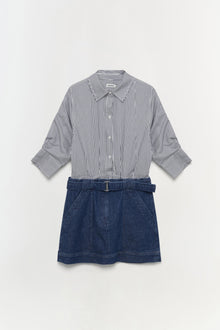 Womens | Harlowe Denim Mini Dress | Indigo Stripe Multi