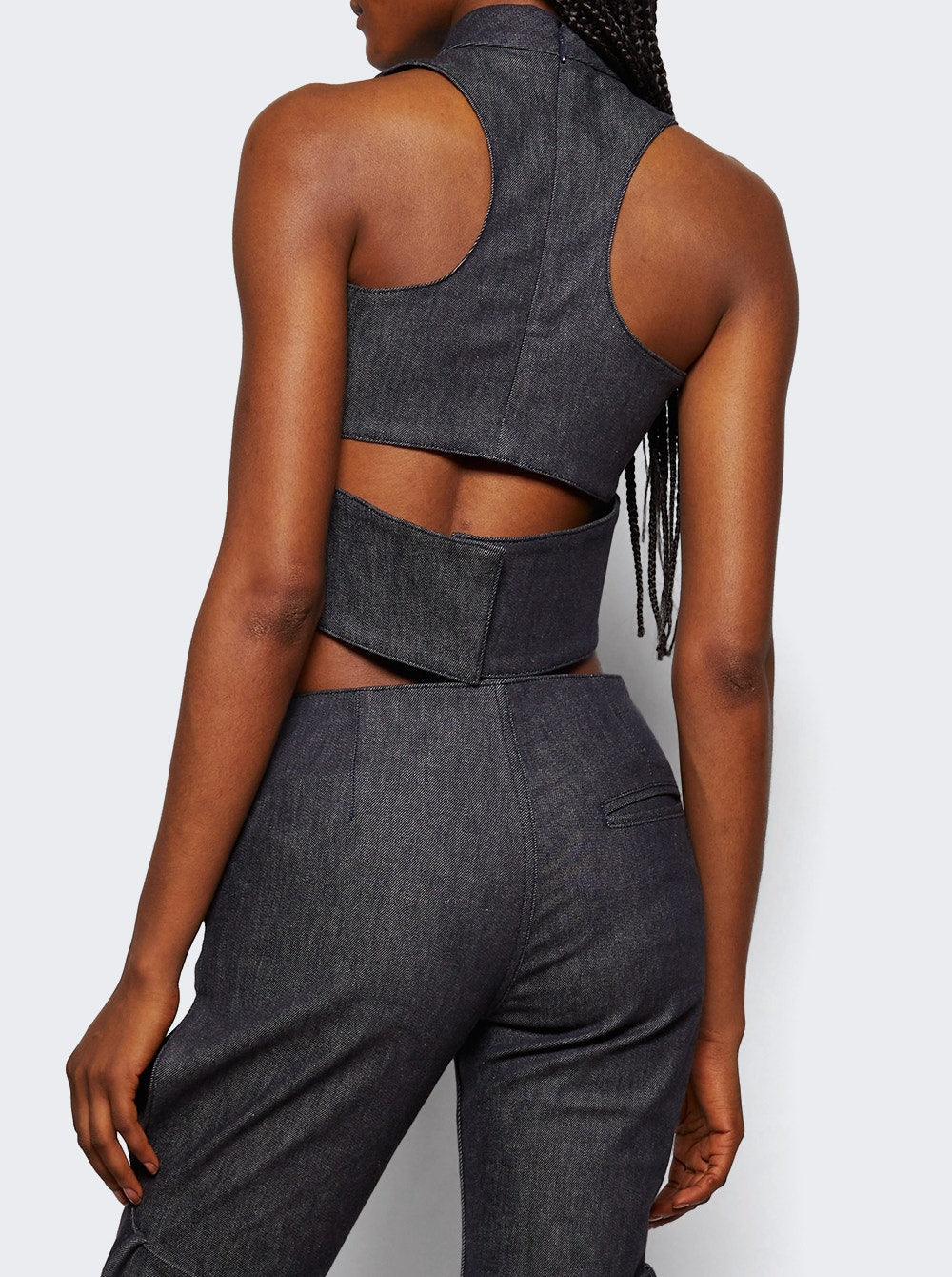 Women | Courrèges | Mockneck Denim Top Dark Heather | Grey