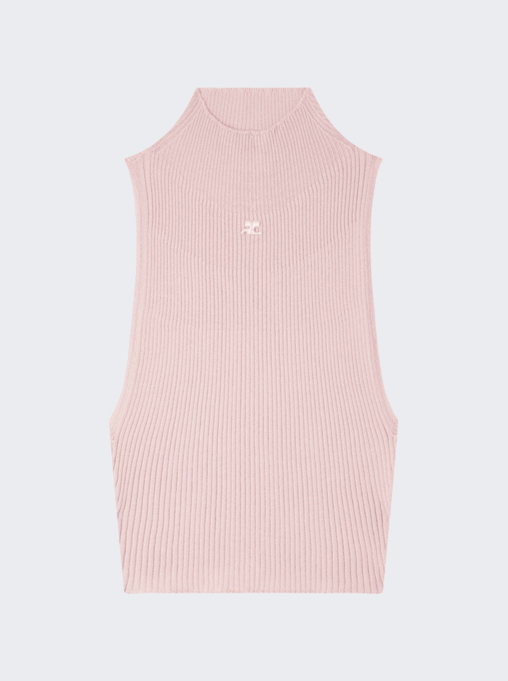 Women | Courrèges | Mockneck Light Rib Top Salt Pink