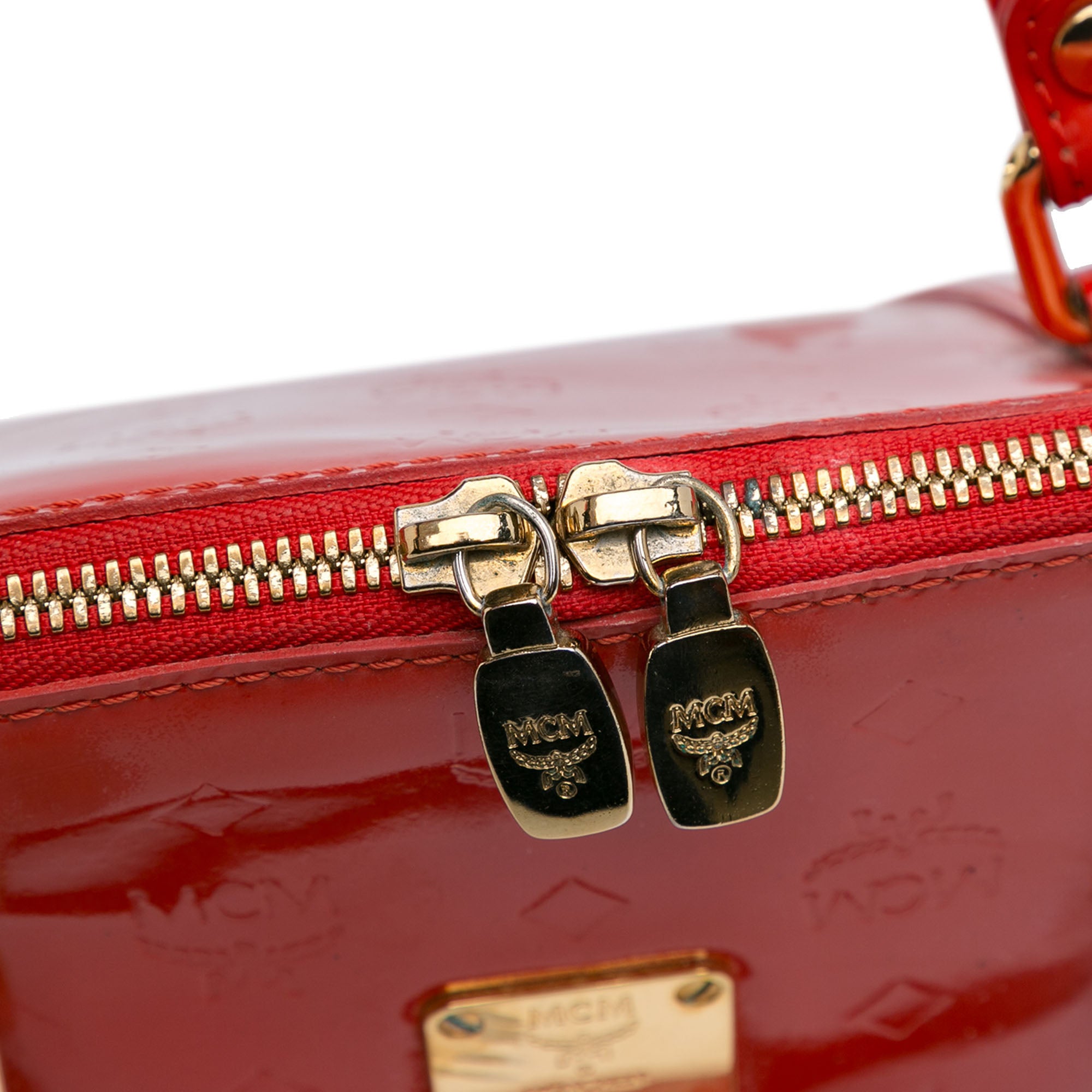 MCM | Pre-Owned Visetos Patent Handbag | Red