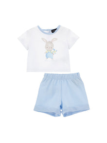 Boys | Two-Piece Newborn Jersey Set | White/Cloud