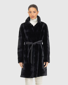 Sheared Mink Stroller Reversible To Silk | Black