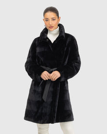 Sheared Mink Stroller Reversible To Silk | Black