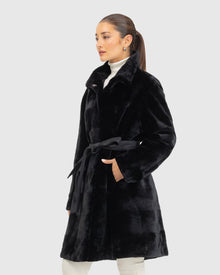 Sheared Mink Stroller Reversible To Silk | Black