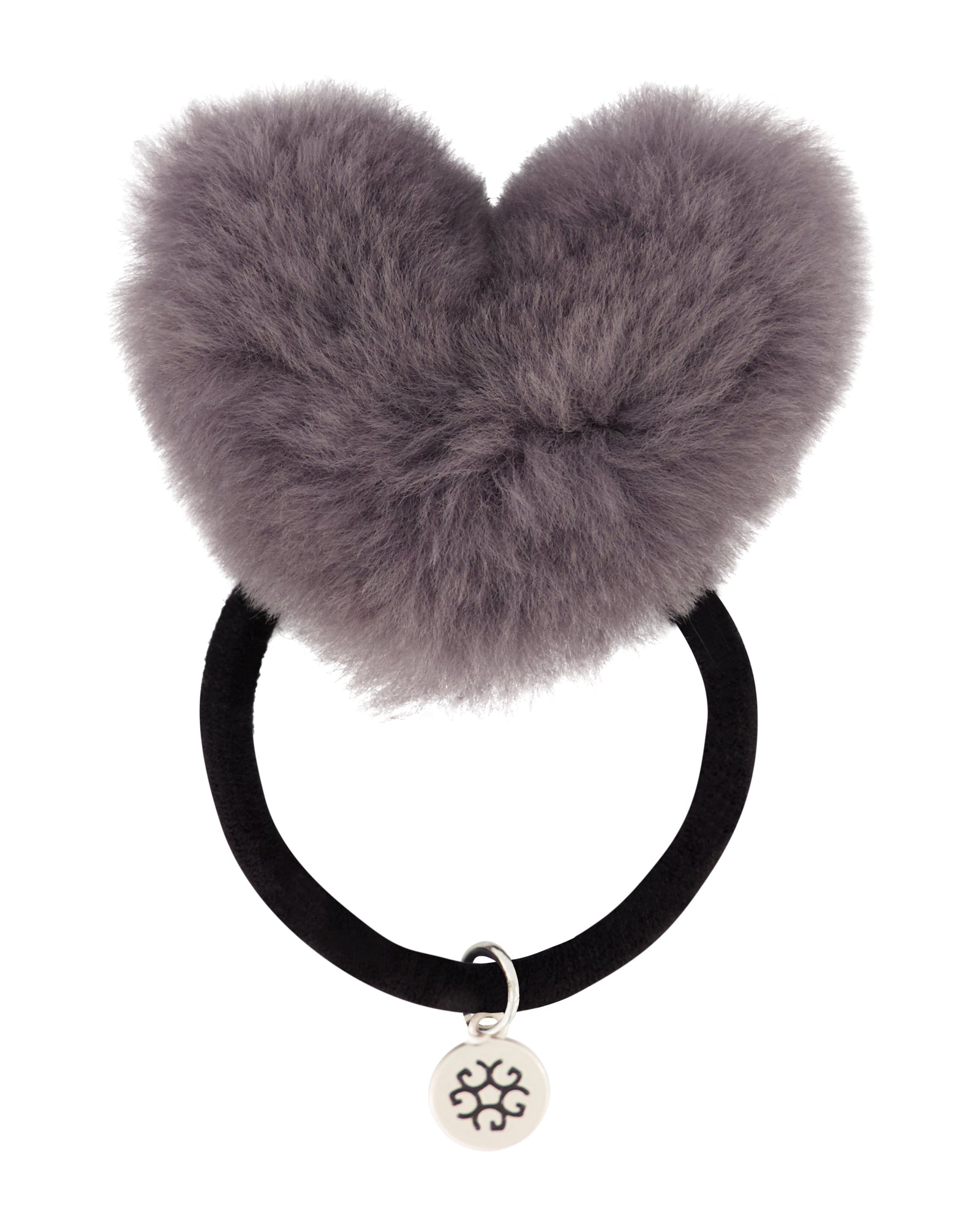 Hair Elastic With Heart Shaped Shearling Lamb Pompom | Women | Taupe