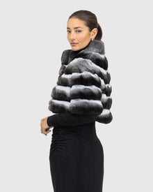 Horizontal Chinchilla Bolero With Cropped Sleeves | Gray