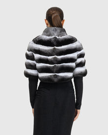 Horizontal Chinchilla Bolero With Cropped Sleeves | Gray