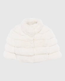 Horizontal Chinchilla Bolero With Cropped Sleeves | White