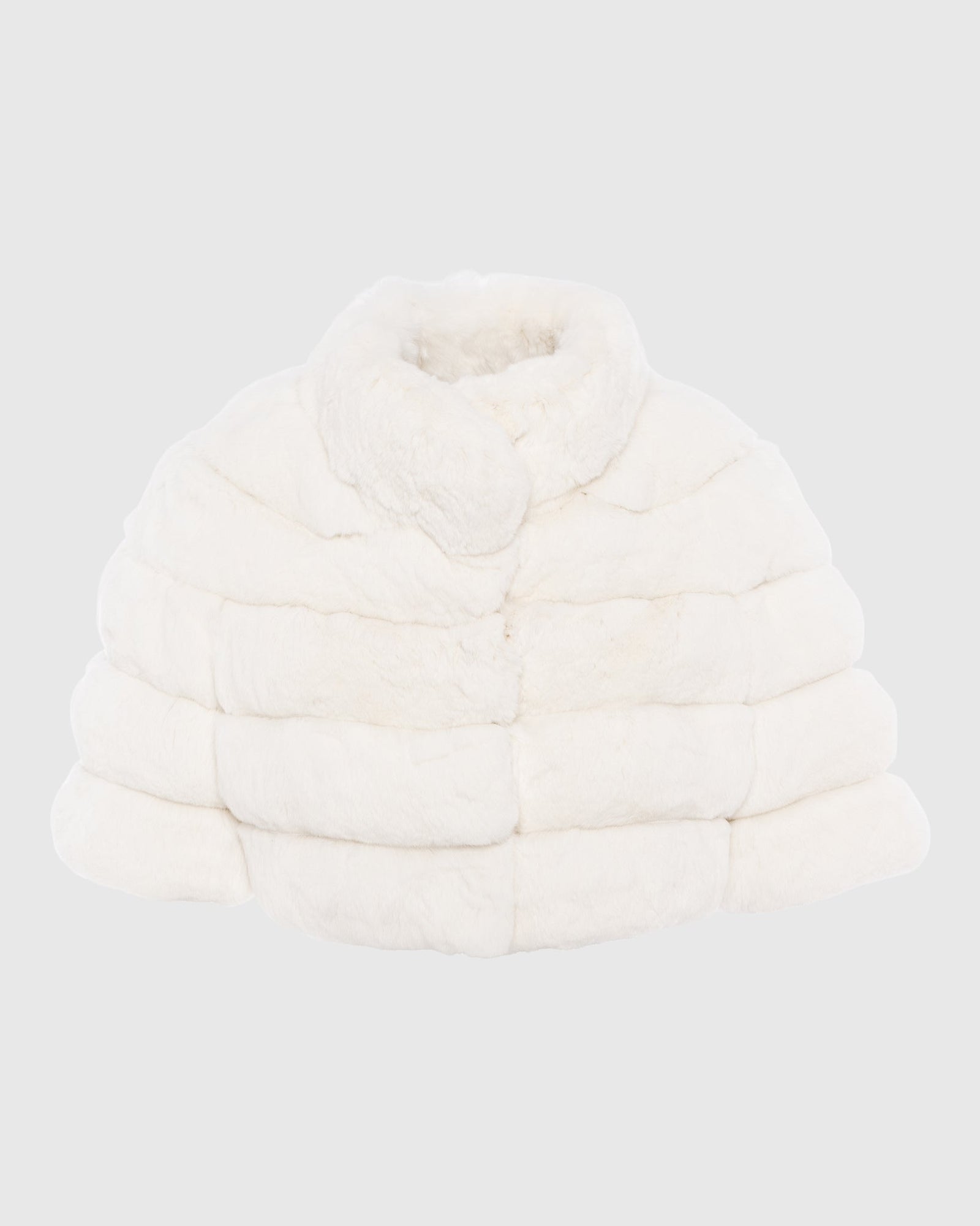 Horizontal Chinchilla Bolero With Cropped Sleeves | White