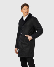 Men | Select Shearling Lamb Short Coat | Navy Pattern