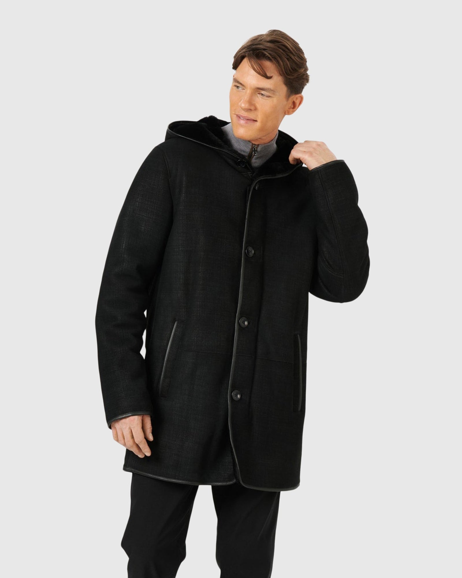 Men | Select Shearling Lamb Parka | Black Pattern