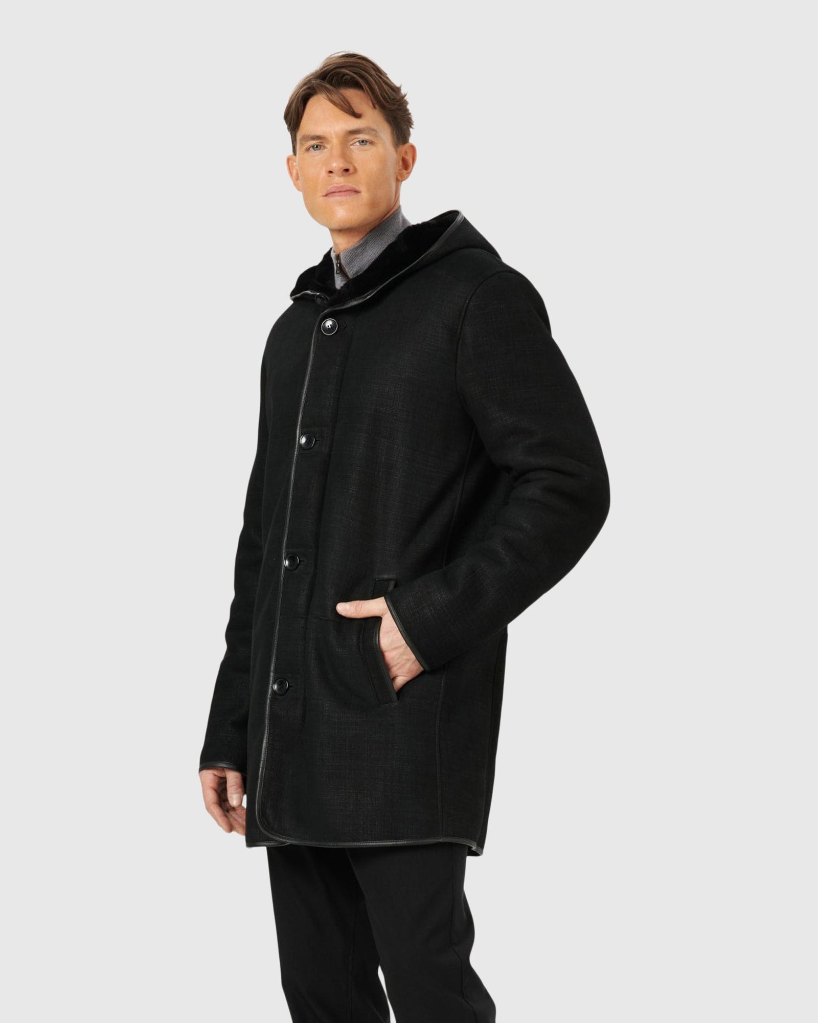 Men | Select Shearling Lamb Parka | Black Pattern