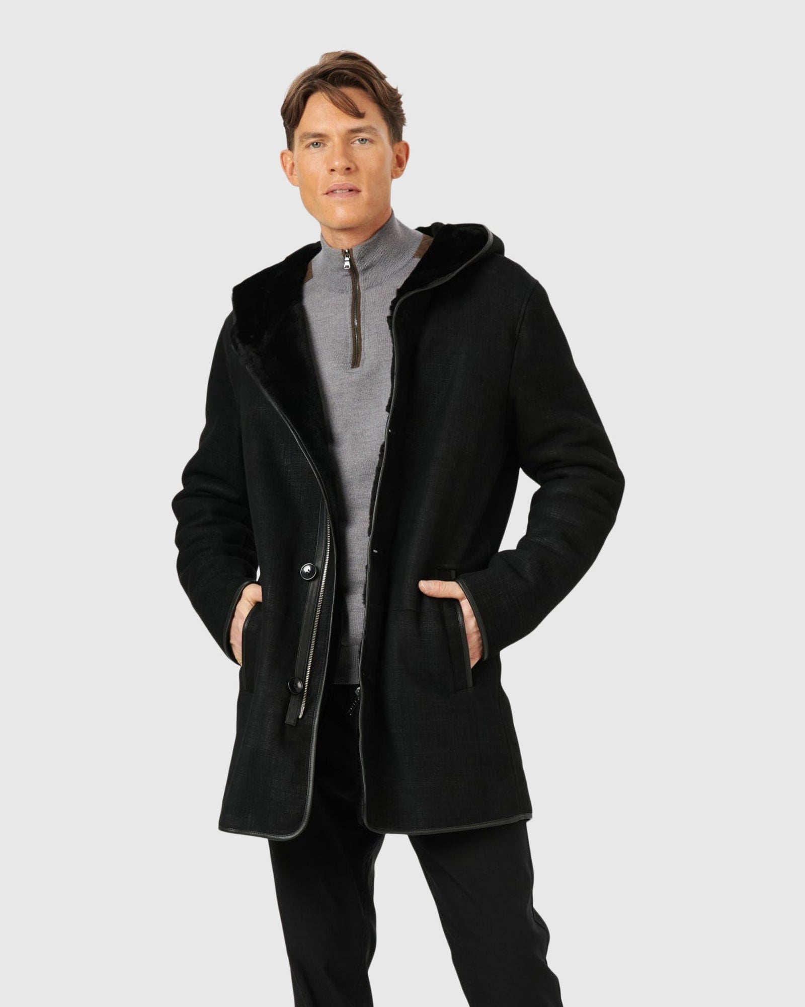 Men | Select Shearling Lamb Parka | Black Pattern