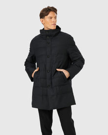 Men | Quilted Wool Stroller With Detachable Select Shearling Lamb Collar | Black