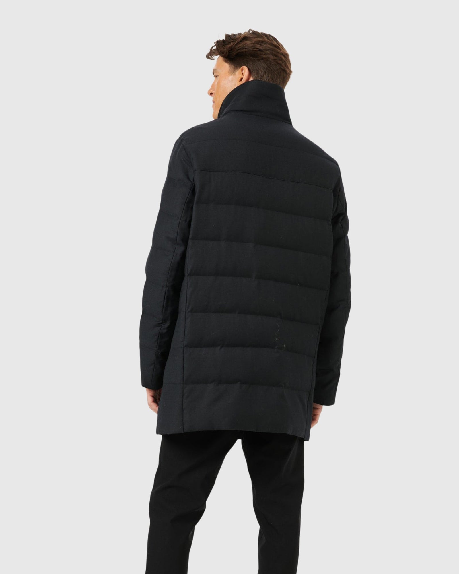 Men | Quilted Wool Stroller With Detachable Select Shearling Lamb Collar | Black