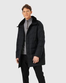Men | Quilted Wool Stroller With Detachable Select Shearling Lamb Collar | Black
