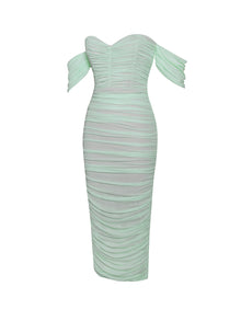 Quenby Off Shoulder Mesh Maxi Dress | Mint