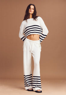 Womens | Poe Knit Pant | White/Navy