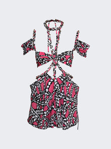 AREA | Rope Printed Cut-out Mini Dress | Fuchsia & Multicolor
