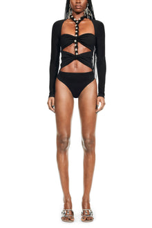 Chain Link Long Sleeve Bodysuit | Black