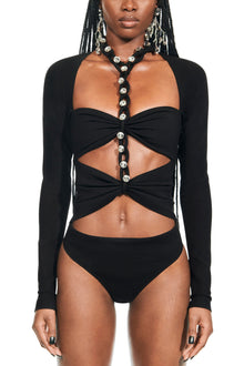 Chain Link Long Sleeve Bodysuit | Black