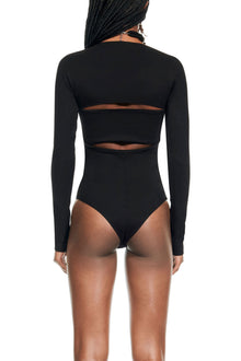 Chain Link Long Sleeve Bodysuit | Black