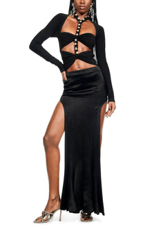 Chain Link Long Sleeve Bodysuit | Black
