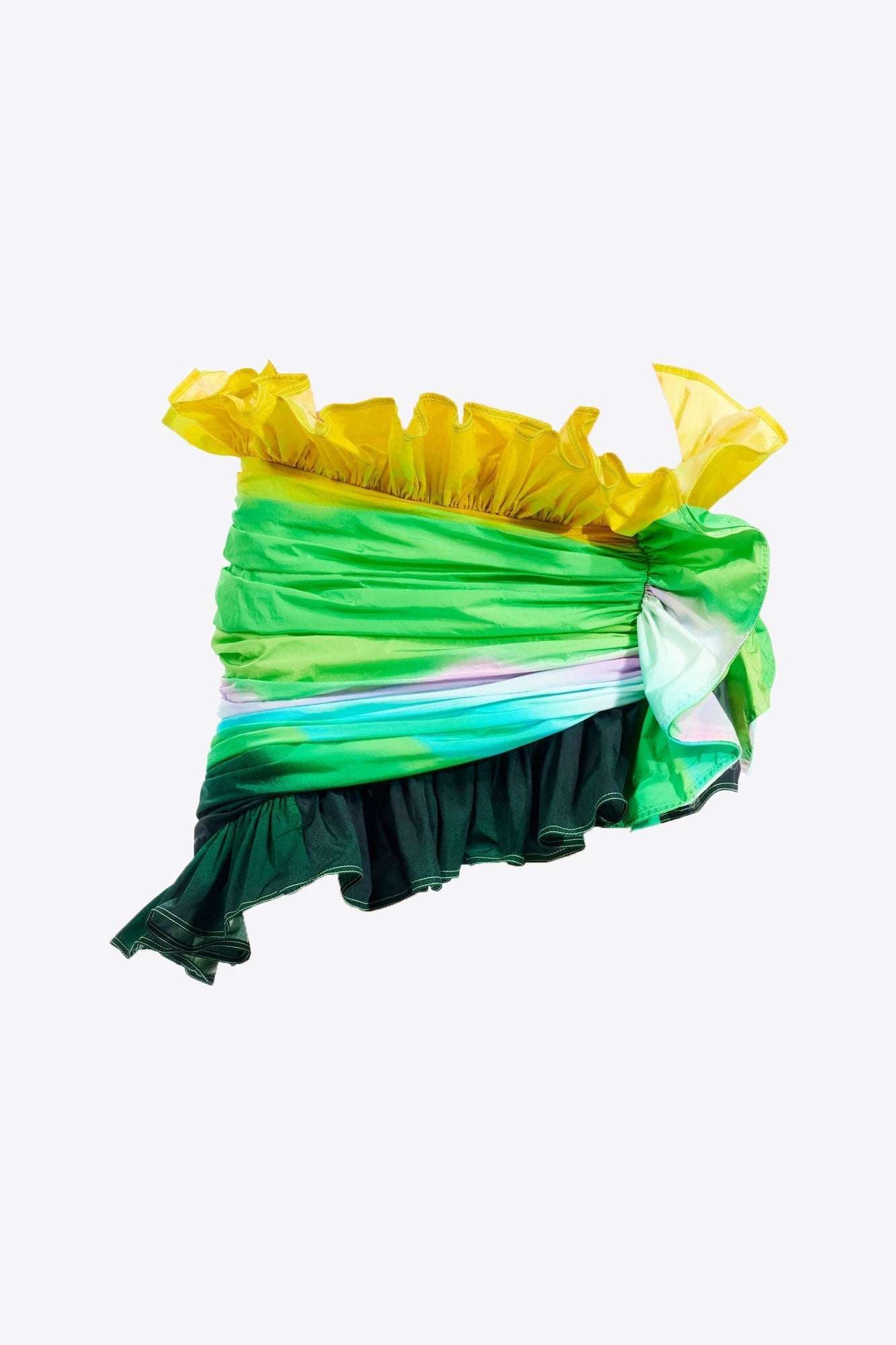 Ombre Nylon Ruffle Mini Skirt | Green Multi