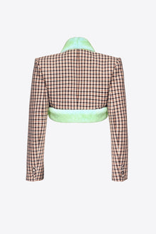 Faux Fur Trim Cropped Blazer | Caramel Multi