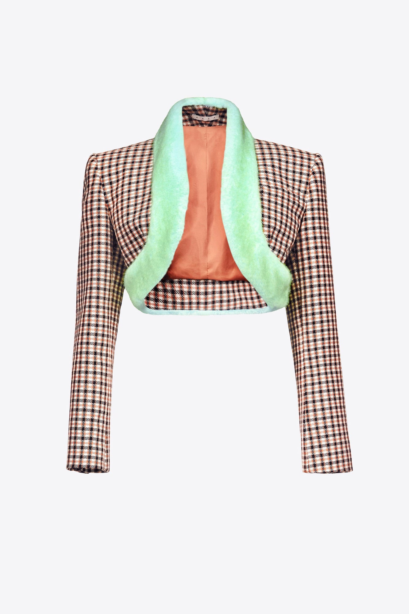 Faux Fur Trim Cropped Blazer | Caramel Multi
