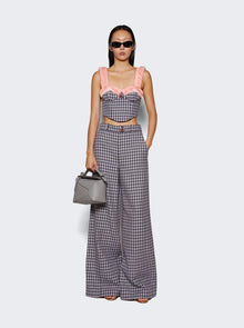 AREA | Crystal Button Wide Leg Trousers | Lilac