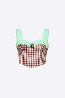 Faux Fur Trim Bustier | Caramel Multi