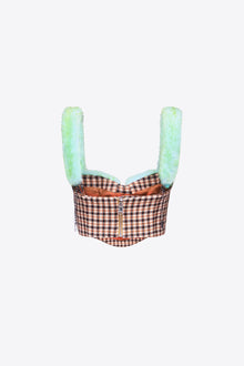 Faux Fur Trim Bustier | Caramel Multi
