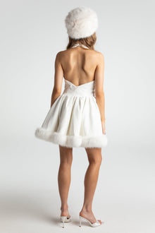 Juliet Velvet Halter Dress | White