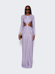 Women | AREA | Crystal Embellished Front Knot Gown Lilac | Purple