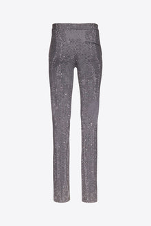 Crystal Embellished Tuxedo Pant | Charcoal