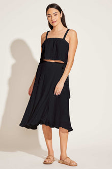 Tallows Blousy Crop Top | Black EcoLinen