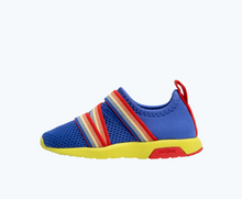 Side view of a Native Shoes Kids Phoenix Sugarlite Kids | Uv Blue/ Celery Green/ Hyper Red Footwear