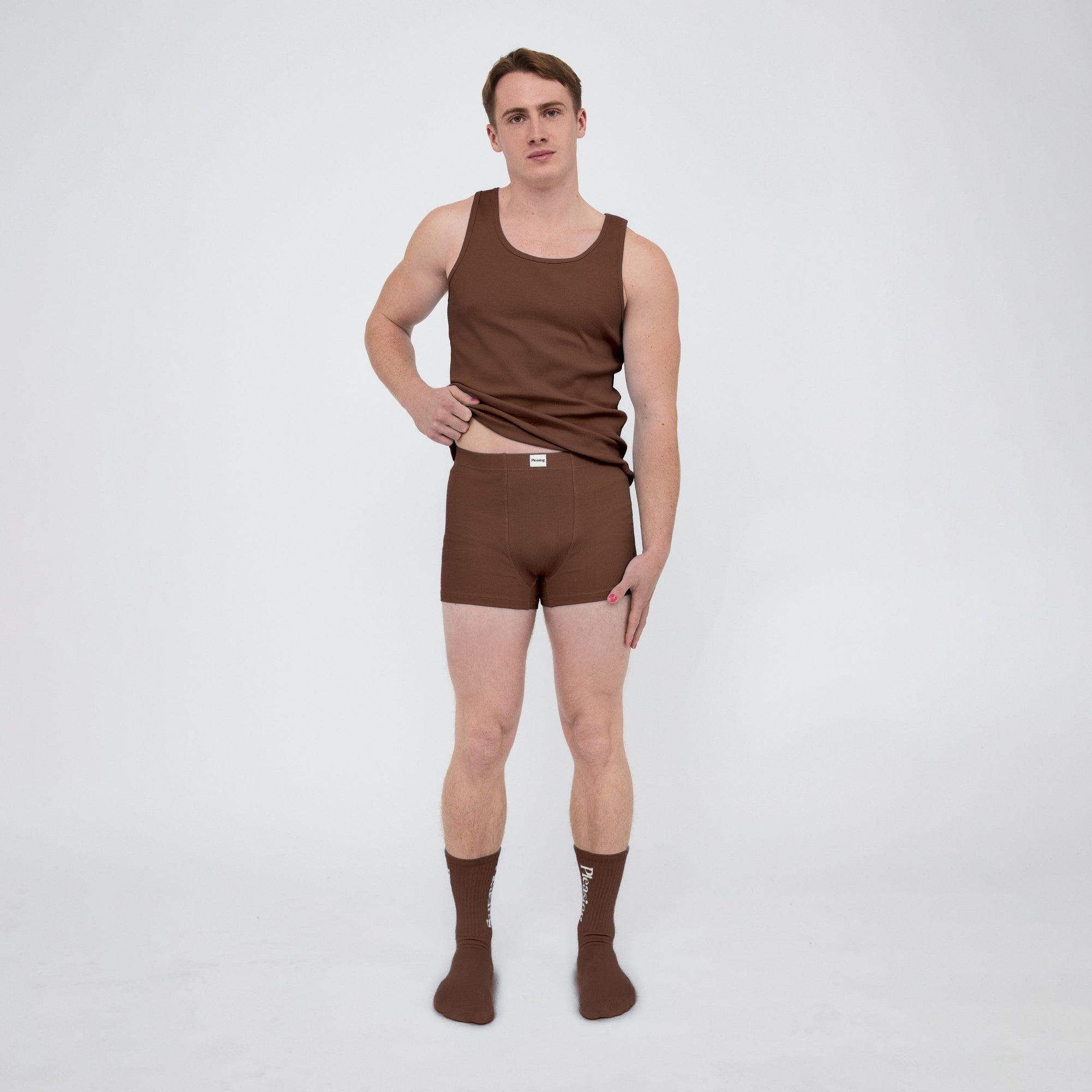 The Pleasing Ribbed Boxer Brief | Brown