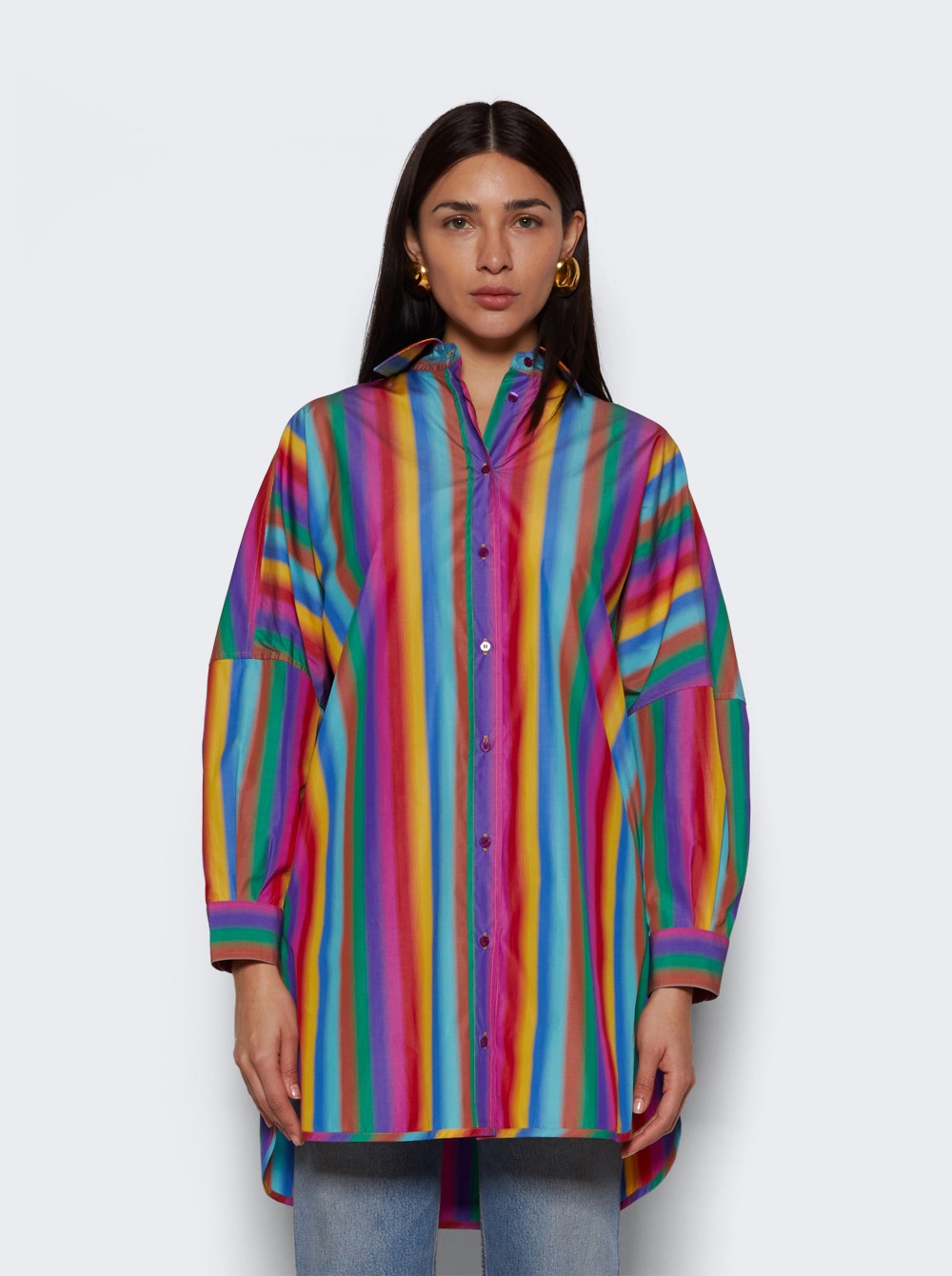 Women | Etro | Oversized Classic Shirt | Rainbow Stripe