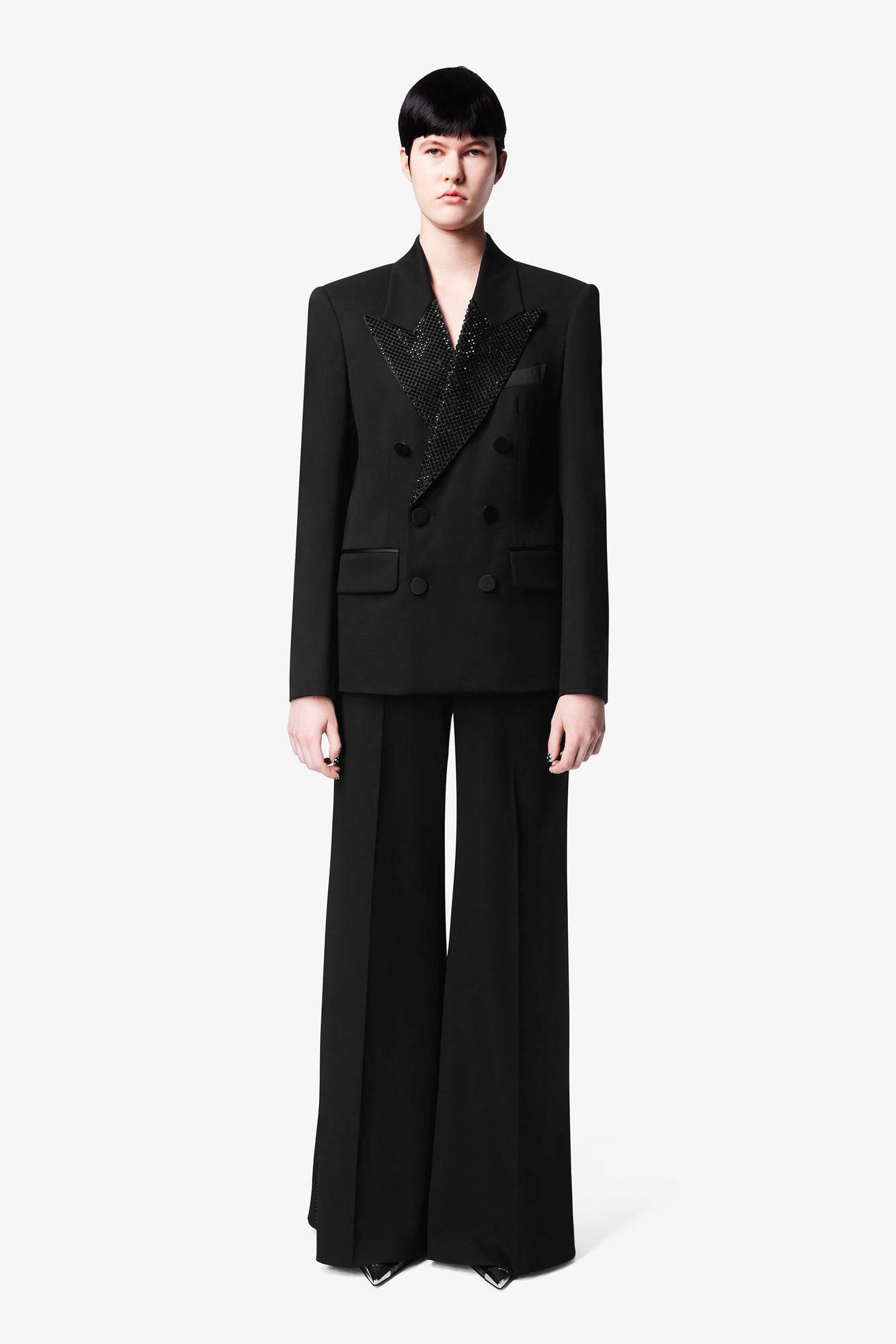 Crystal Embellished Relaxed Blazer | Black