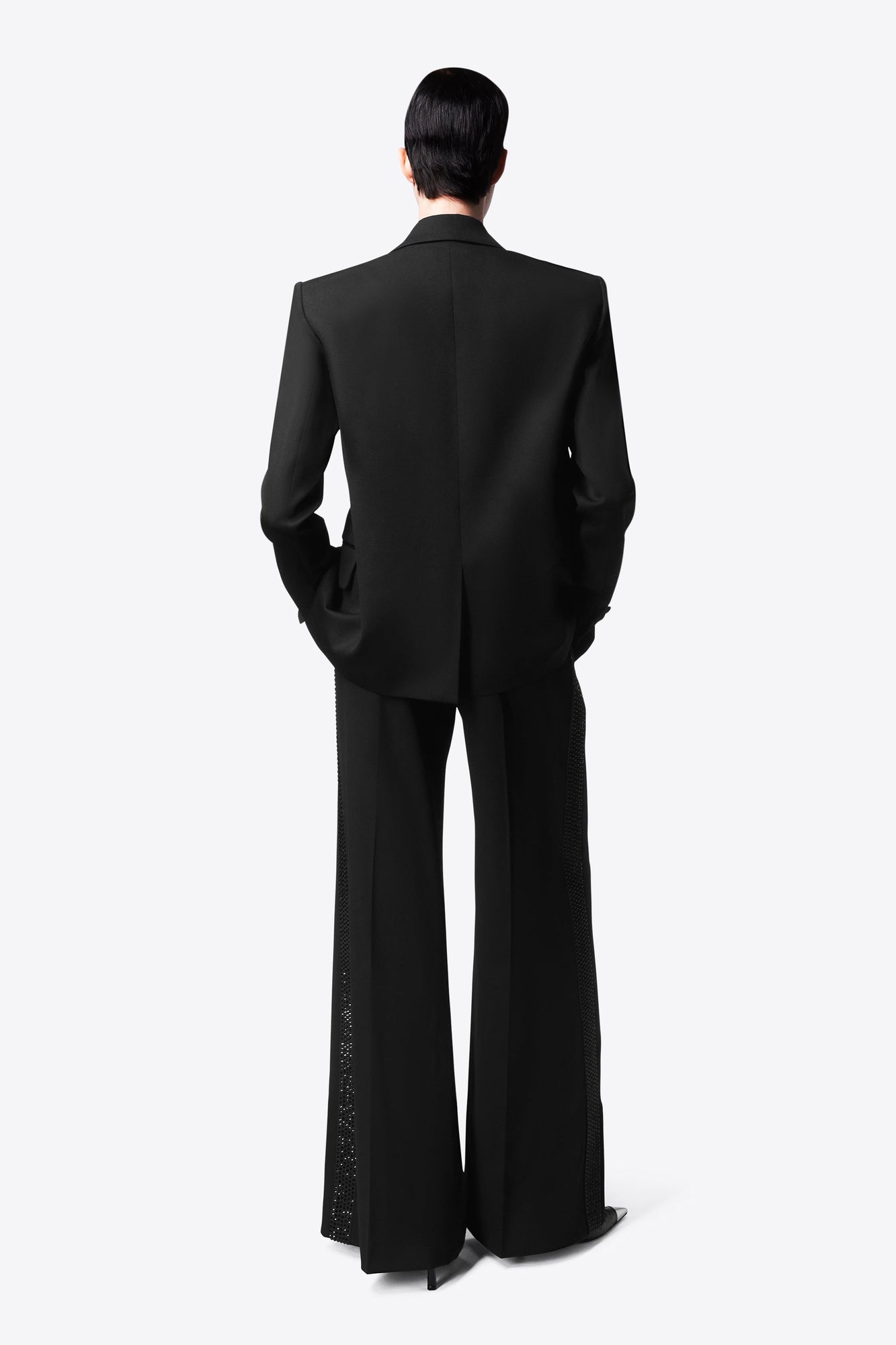 Crystal Embellished Relaxed Blazer | Black