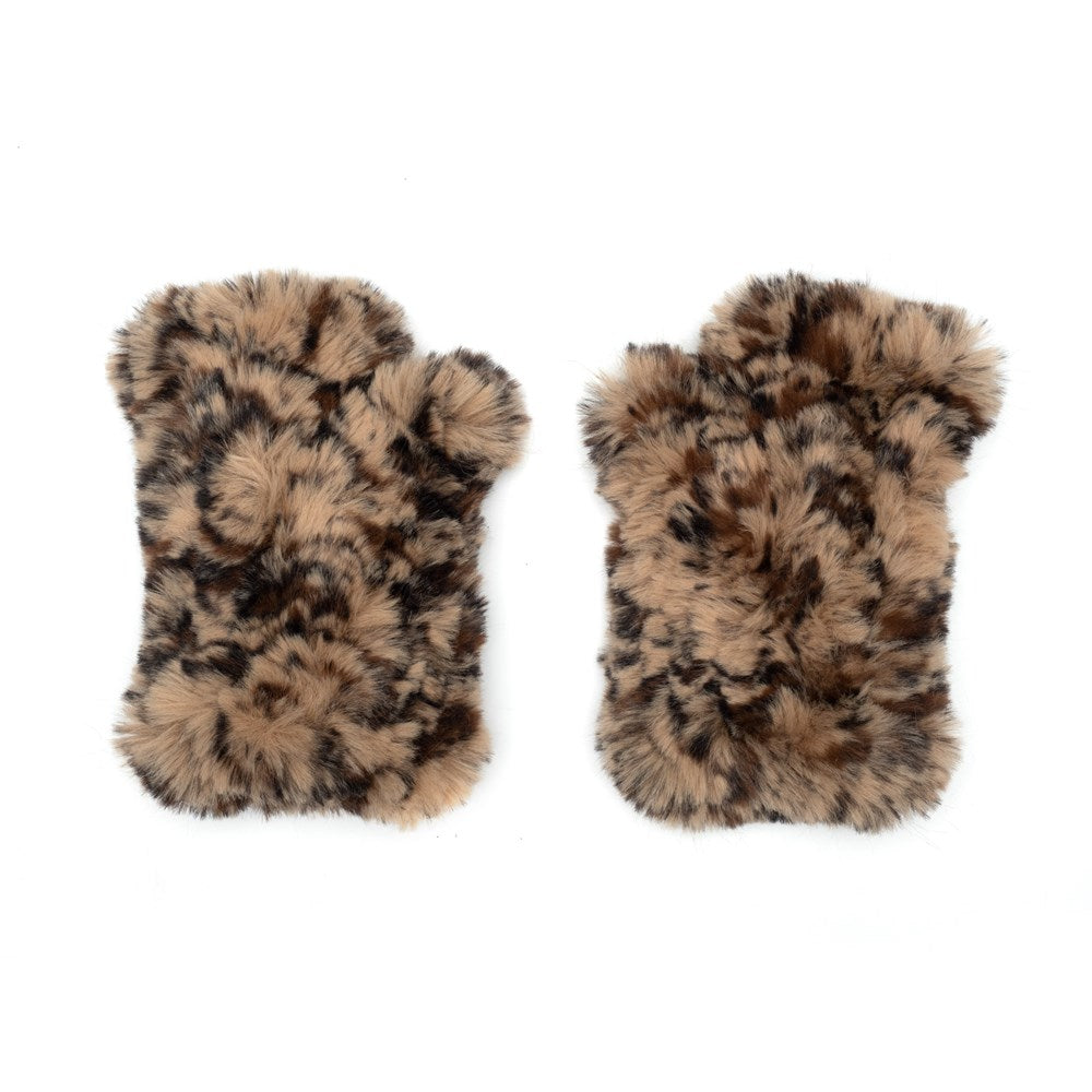 Misty Fingerless Gloves | Camel/Leopard