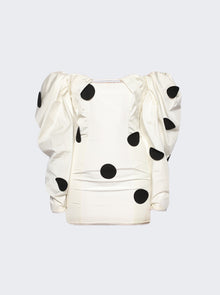 Women | Jacquemus | La Robe Taffeta Mini Dress Off White And Black Dots | Multi