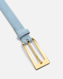 Mini No. 10 Belt | Baby Blue Suede/Gold