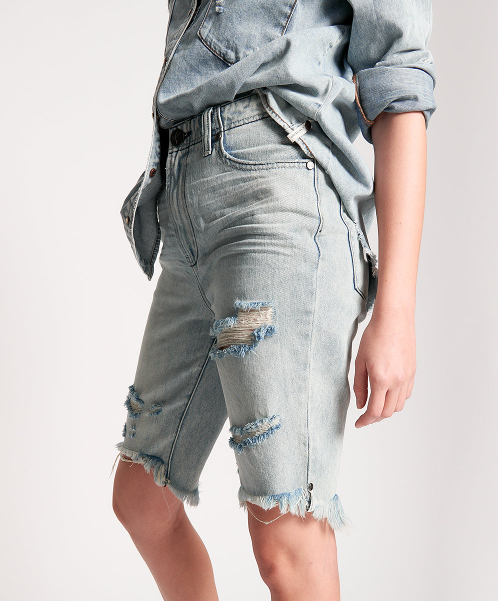 Truckers Mid Waist Relaxed Denim Shorts | Salty Dog