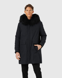 Men | Parka With Select Shearling Lamb Tuxedo And Hood Trim | Navy/Black